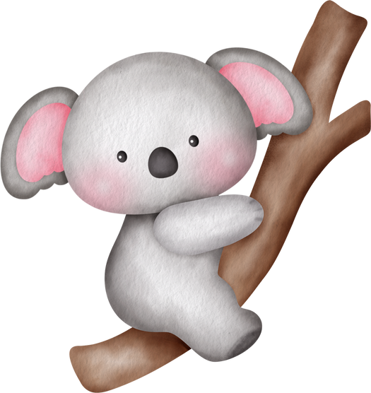 Watercolor cute koala illustration clipart.